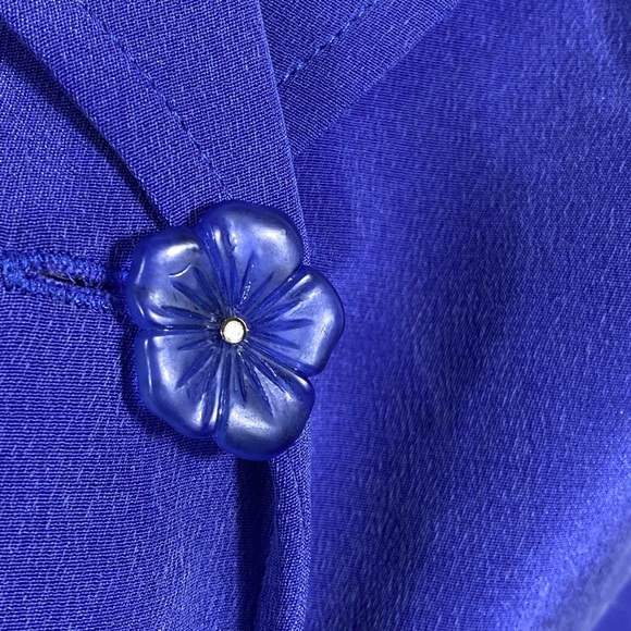 Shomi SILK 2pc set skirt jacket flower buttons size 8 vintage coordinates EXC CD - Picture 6 of 10